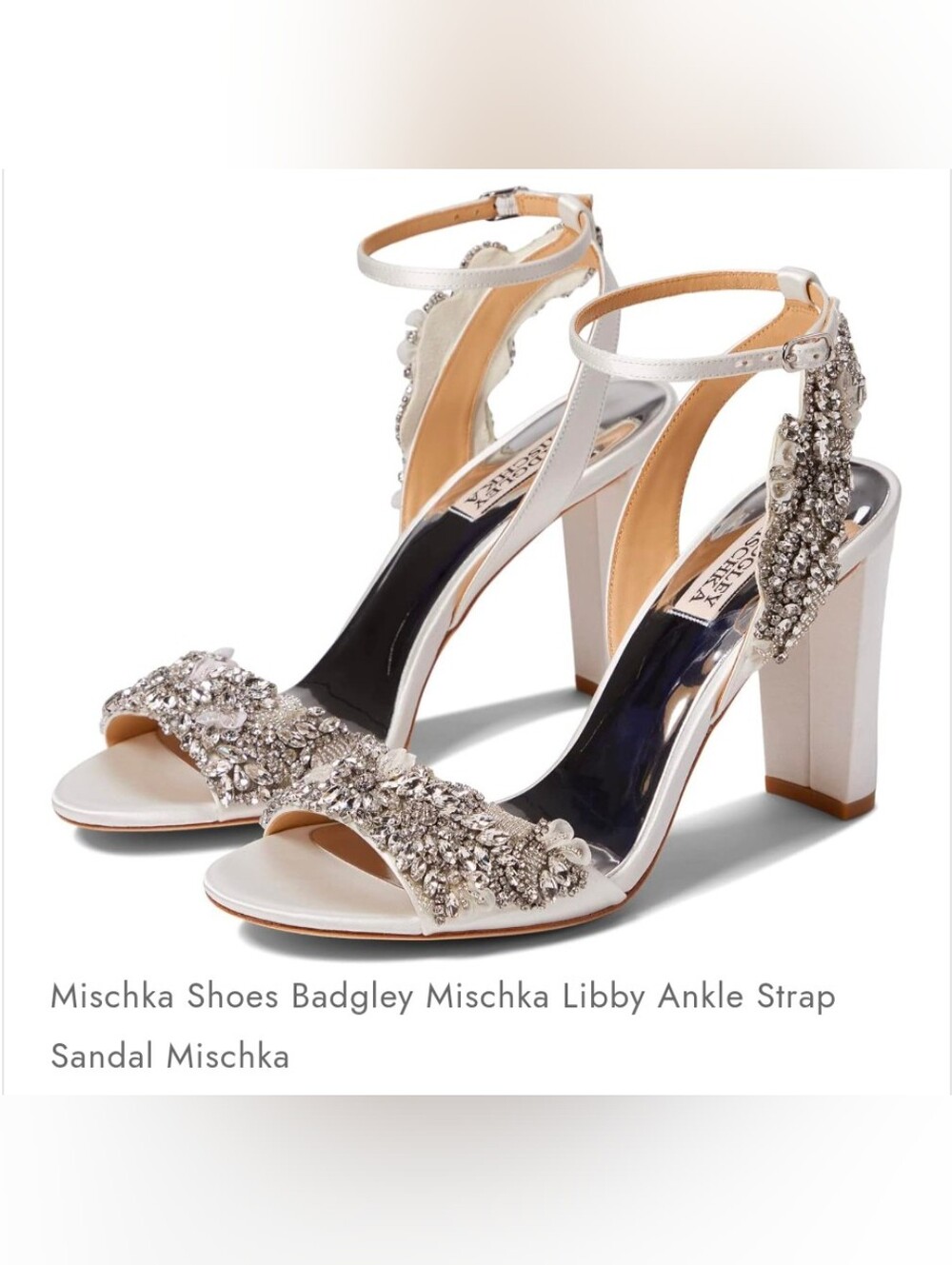 Badgley Mischka Libby Silver Embellished Ankle-Strap Heels Size 8